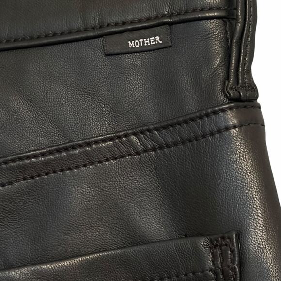 Mother The Undercover Faux Leather Wide Leg Wax On Wax Off Black 27 - Picture 6 of 12